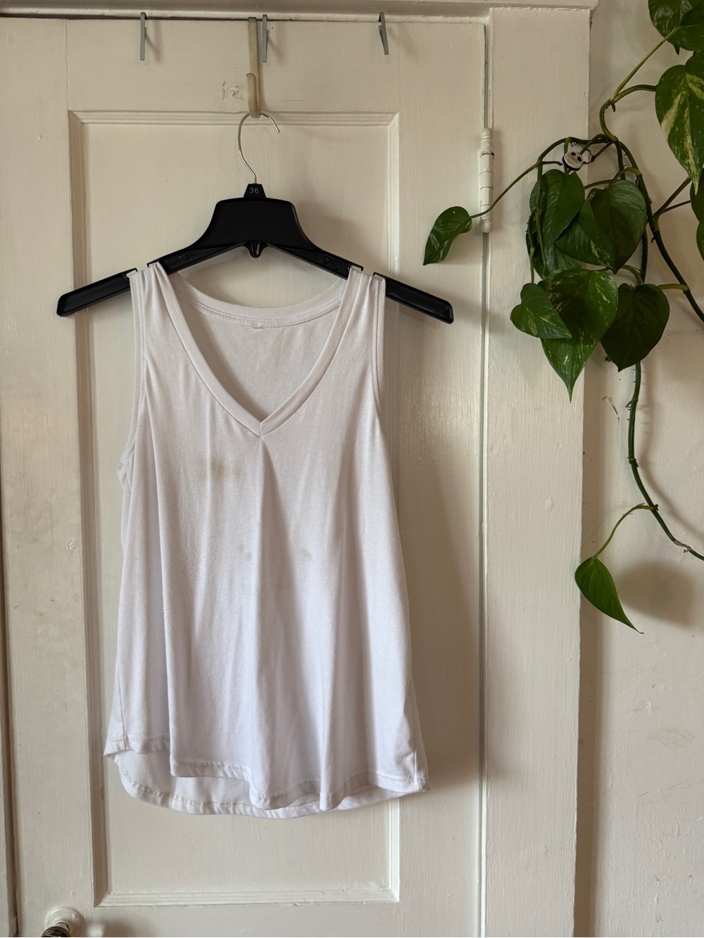 Women's White V-Neck Tank Top size M